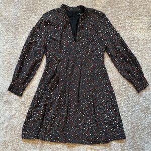 Madewell Balsam Tie-Neck Dress In Starry Night